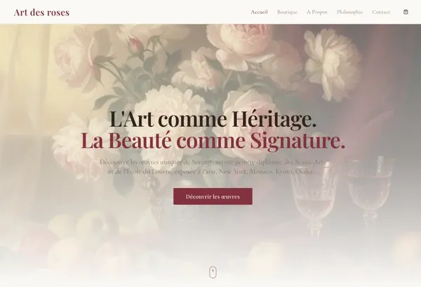 E-commerce artistique pour vente d'oeuvres - Art des Roses | Portfolio ConvertiLab
