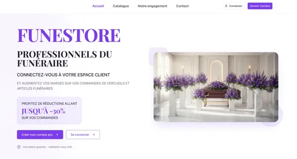 E-commerce B2B pour le secteur funéraire - Funestore | Portfolio ConvertiLab