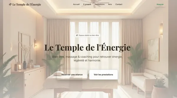 Site vitrine immersif pour espace bien-être - Le Temple de l'Énergie | Portfolio ConvertiLab