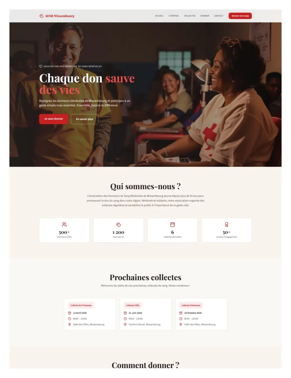 Site association donneurs de sang Wissembourg – agenda collectes