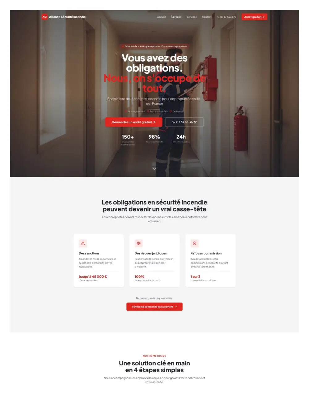 Site B2B sécurité incendie Île-de-France – obligations et méthode