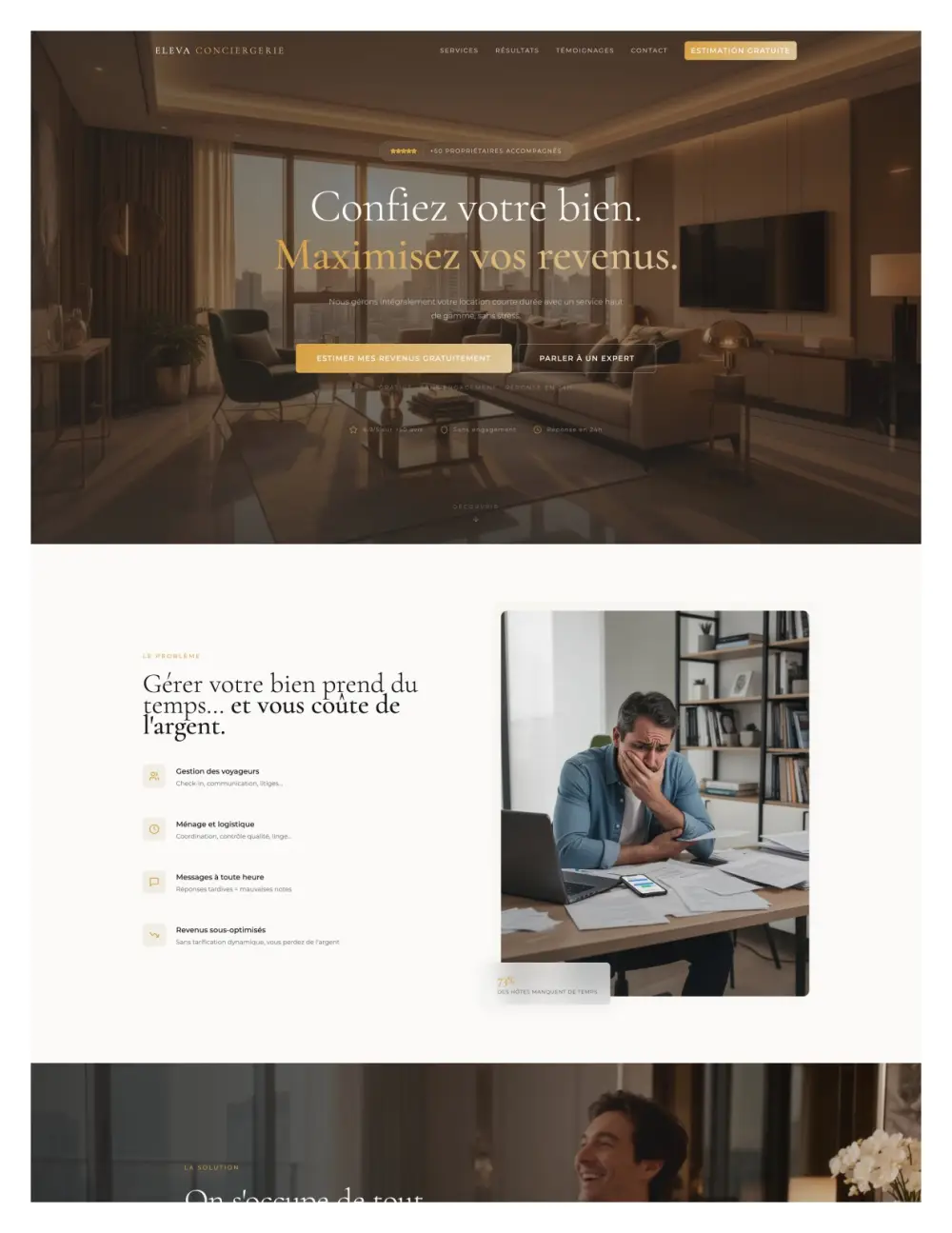 Site premium conciergerie locative Eleva – proposition de valeur propriétaires