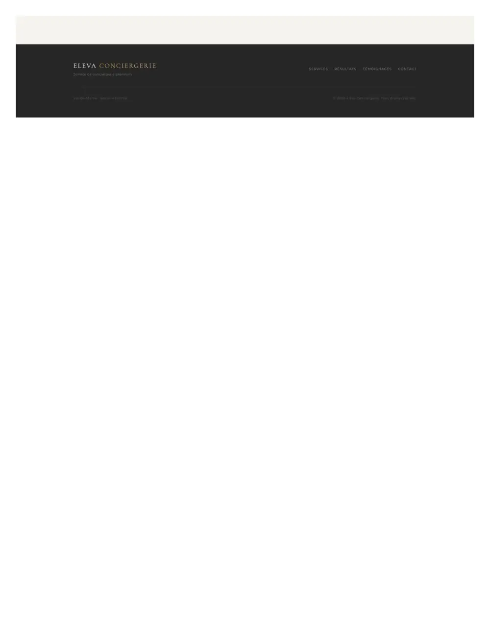 Footer site vitrine conciergerie locative premium