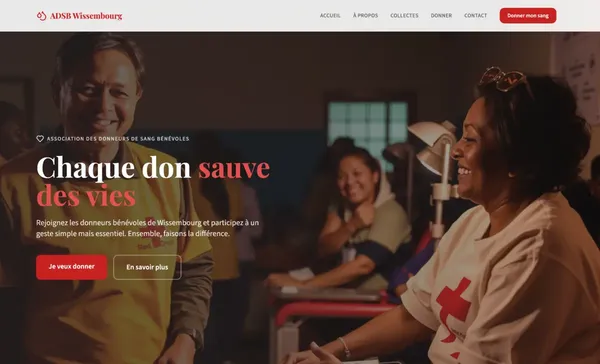 Site vitrine pour association de donneurs de sang - ADSB Wissembourg
