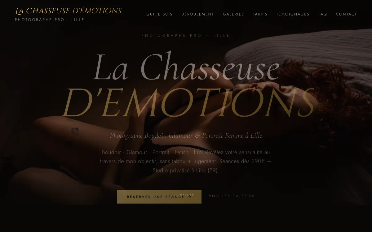 Site portfolio premium pour photographe - La Chasseuse d'Émotions