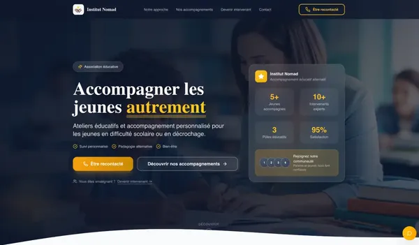 Etude de cas Institut Nomad - Site vitrine pour accompagnement éducatif alternatif