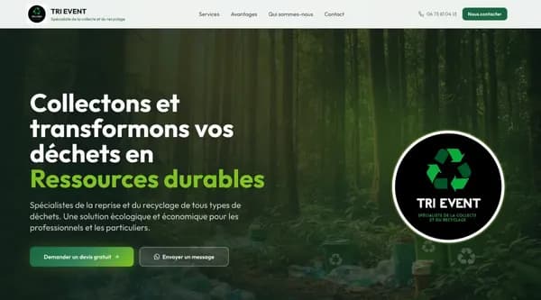 Site vitrine eco-responsable pour recyclage - Tri Event